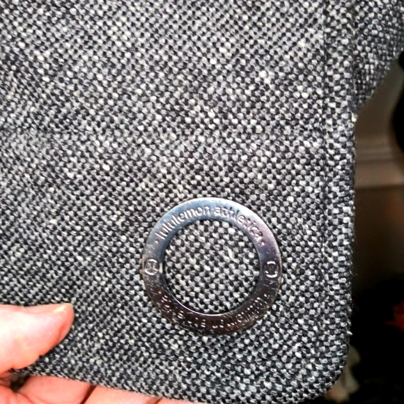 Lululemon Audrey Charcoal & White Tweed, Moto Inspired Fleece Lined Jacket - Picture 8 of 13
